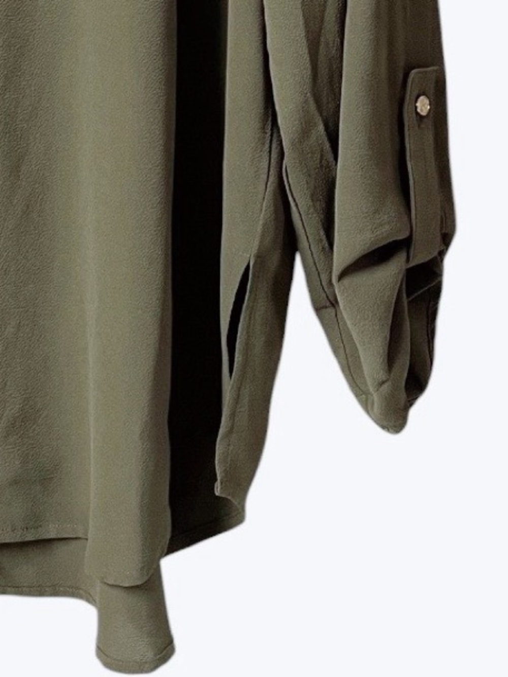 MICHAEL Michael Kors Olive Green Button Down 3/4 Length Sleeves Blouse - Picture 7 of 8